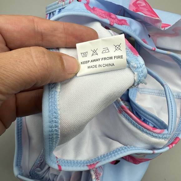 Girls One Shoulder Swimsuits Kids Two Piece Bathing Suits Ruffle Beach Swimwear - Picture 6 of 7